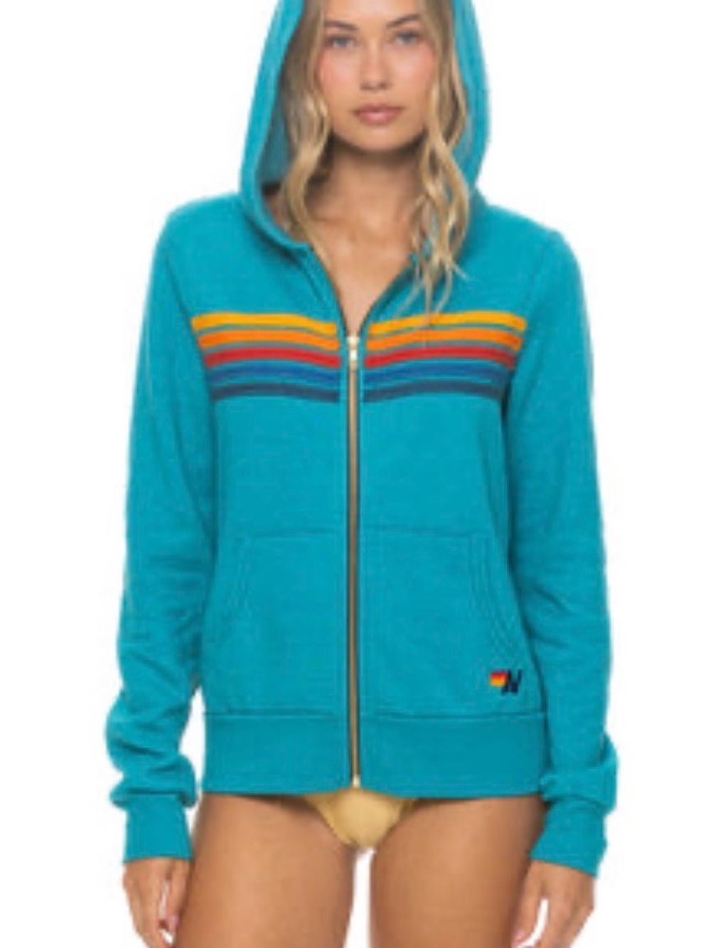 Aviator Nation Turquoise Zip Hoodie XL